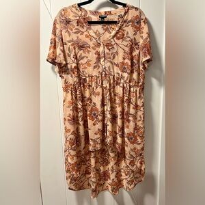 Torrid Floral Blouse in Peach and Brown